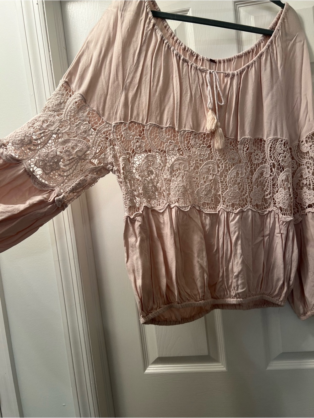Free People Lace-Panel Women's Top in Blush